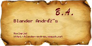 Blander András névjegykártya